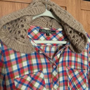 LoveStitch Flannel with crochet hood